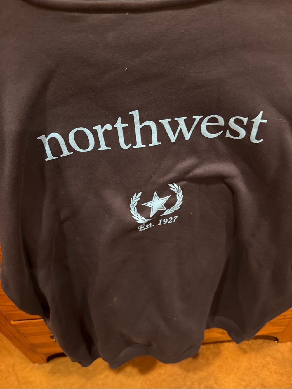 Northwest Brown Crewneck Sweatshirt with Light Blue Logo